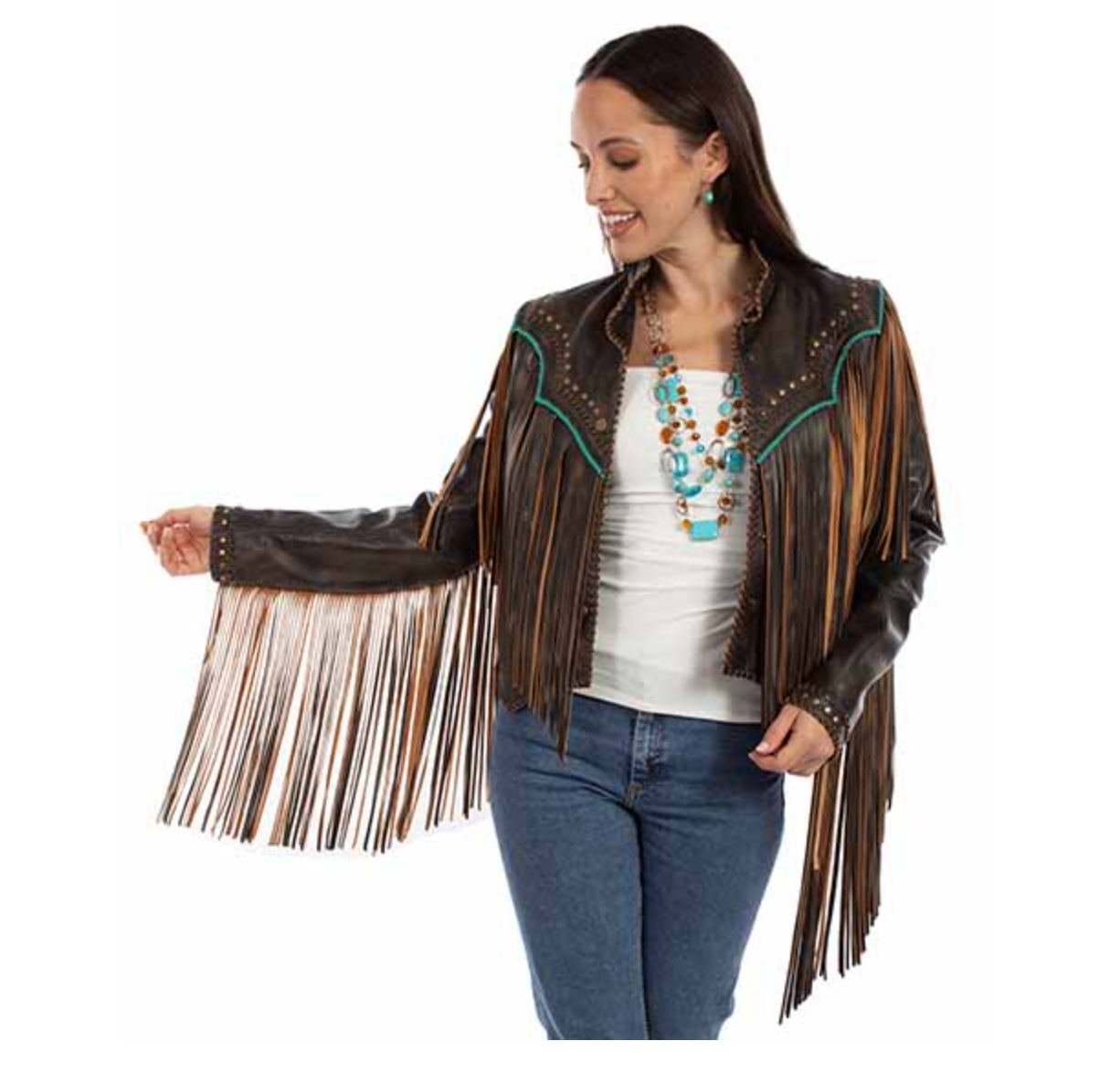 Scully Ladies Fringe Jacket - Vintage Black