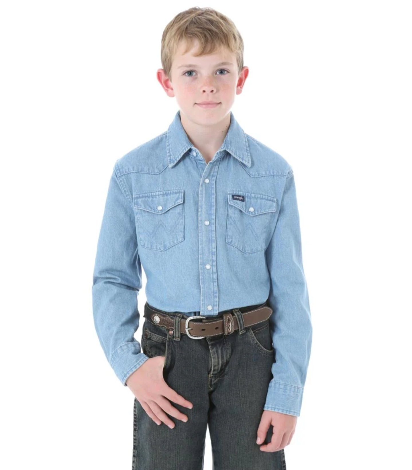 Wrangler Boys Cowboy Cut Snap Shirt - Denim