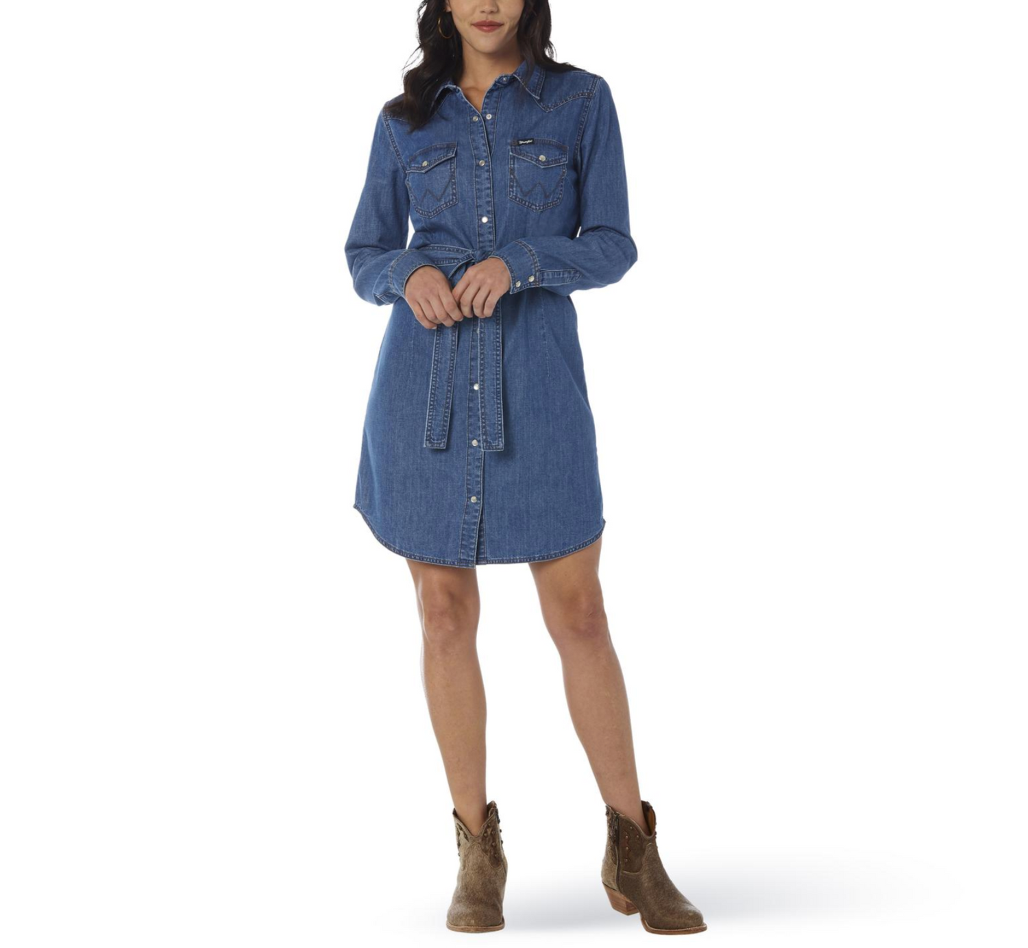 Wrangler Western Denim Shirt Dress - Mid Denim