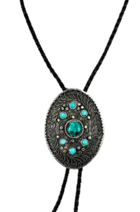 Antique Silver Turquoise Bolo