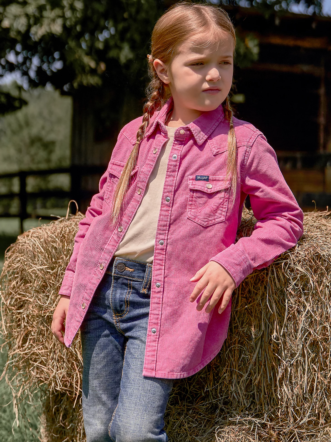 Wrangler Girls Pink Corduroy Shirt