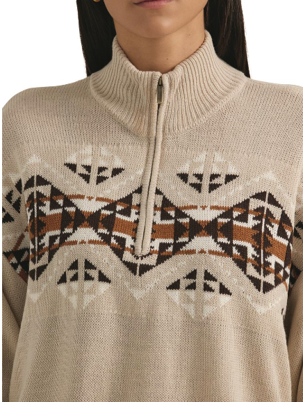 Wrangler Womens Zip Aztec Sweater