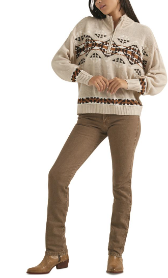 Wrangler Womens Zip Aztec Sweater