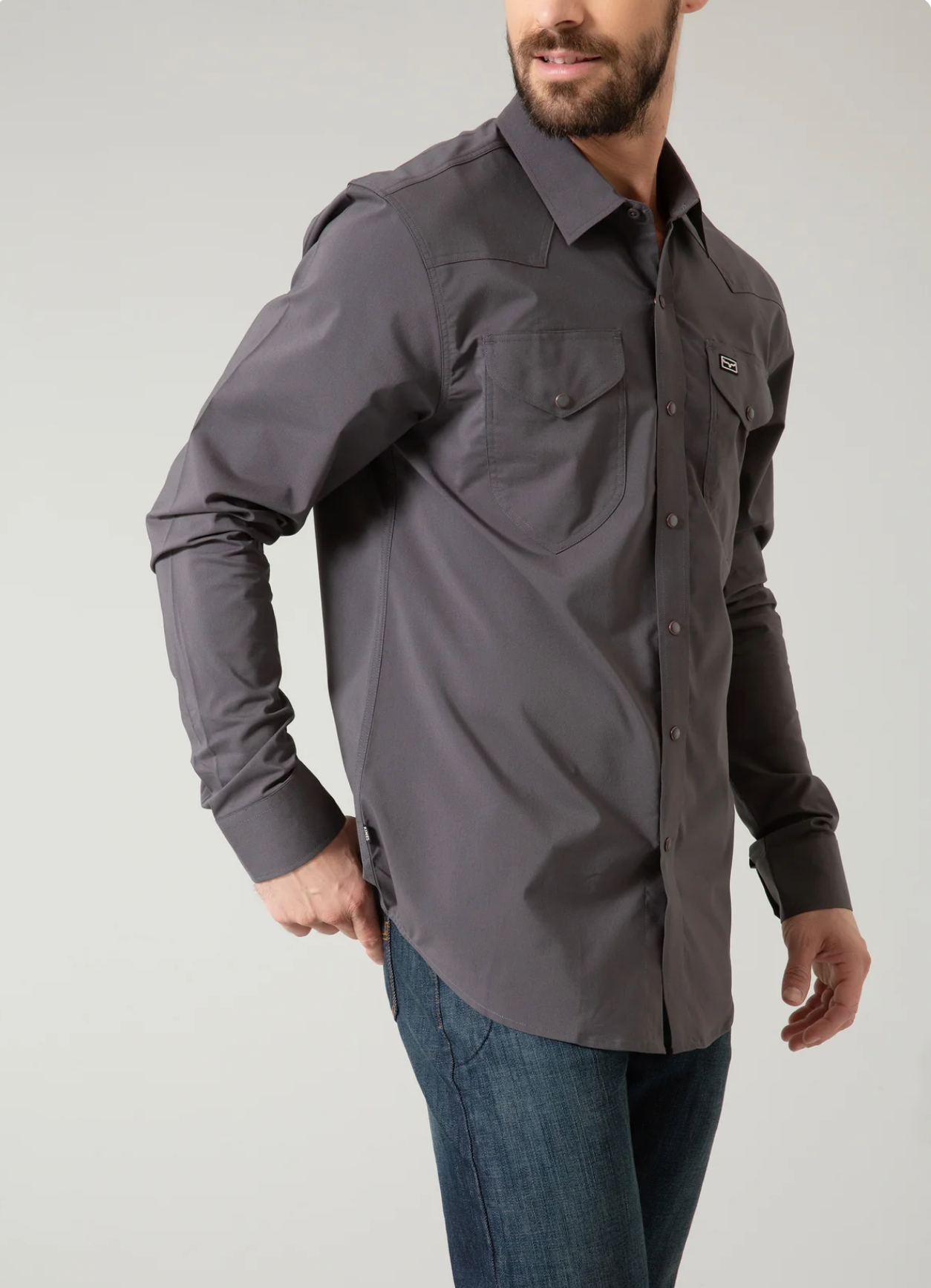 Kimes Ranch Blackout Mens LS Snap Shirt - Charcoal