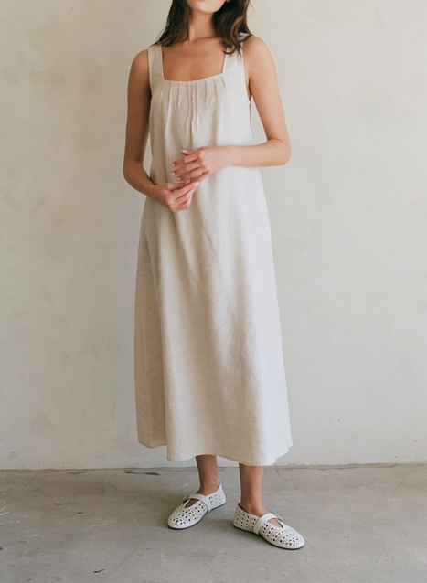 Liesel Linen Square Neck Dress