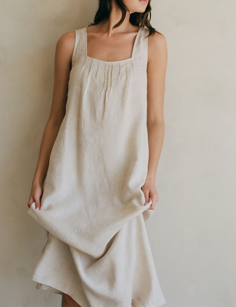 Liesel Linen Square Neck Dress