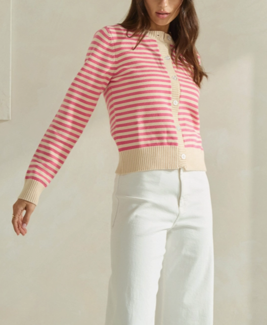 Elizabeth Striped Pink Cardigan