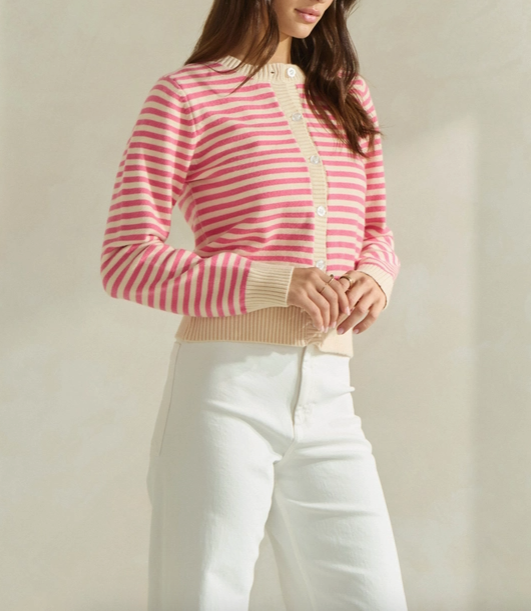 Elizabeth Striped Pink Cardigan