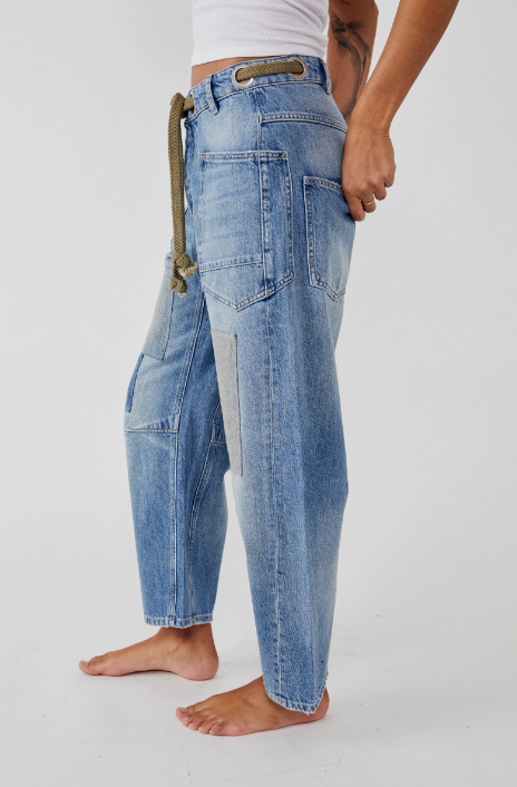 Free People Moxie Low Slung Pull on Barrel - Truest Blue