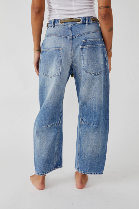 Free People Moxie Low Slung Pull on Barrel - Truest Blue