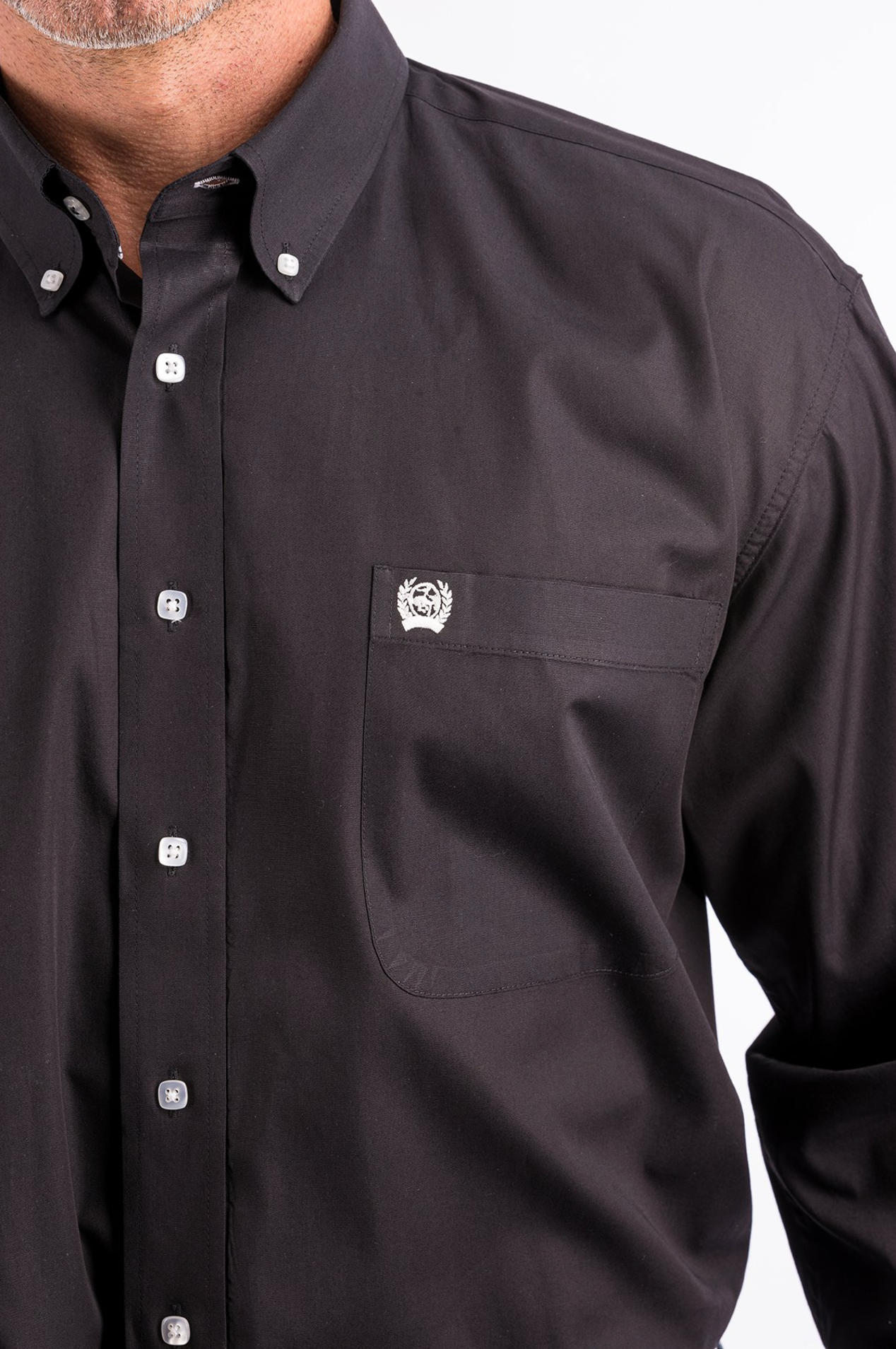 Cinch Mens Solid Button Down Shirt - Black