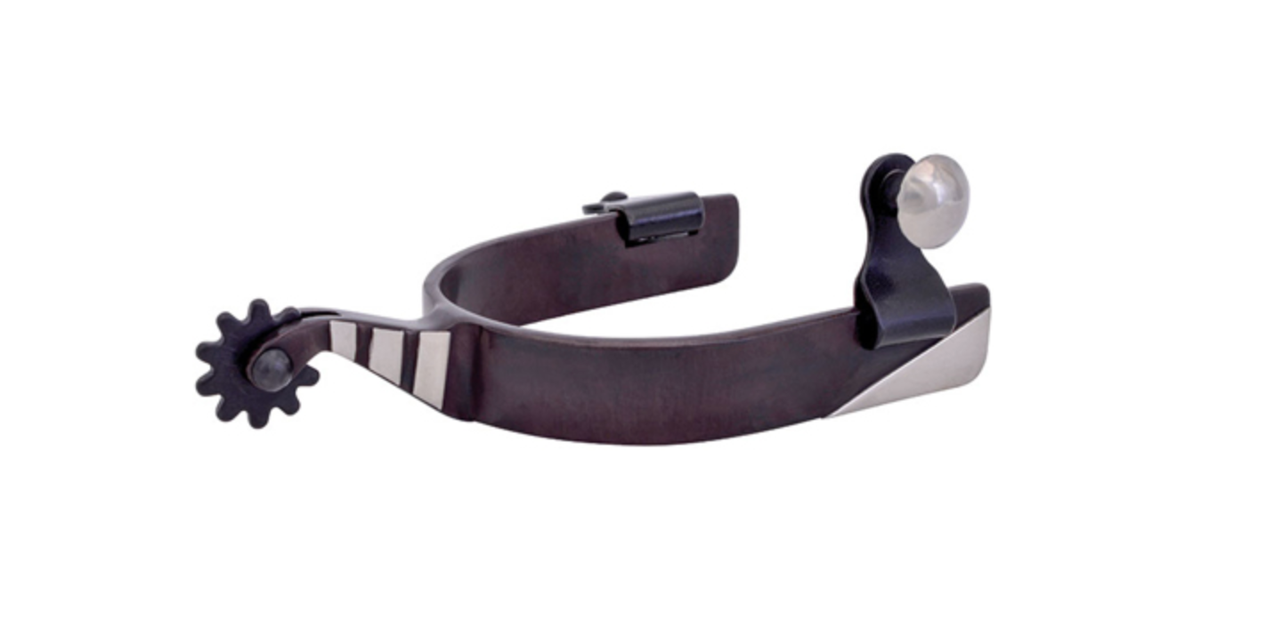 Roping Spurs w Smooth Accents Black Satin