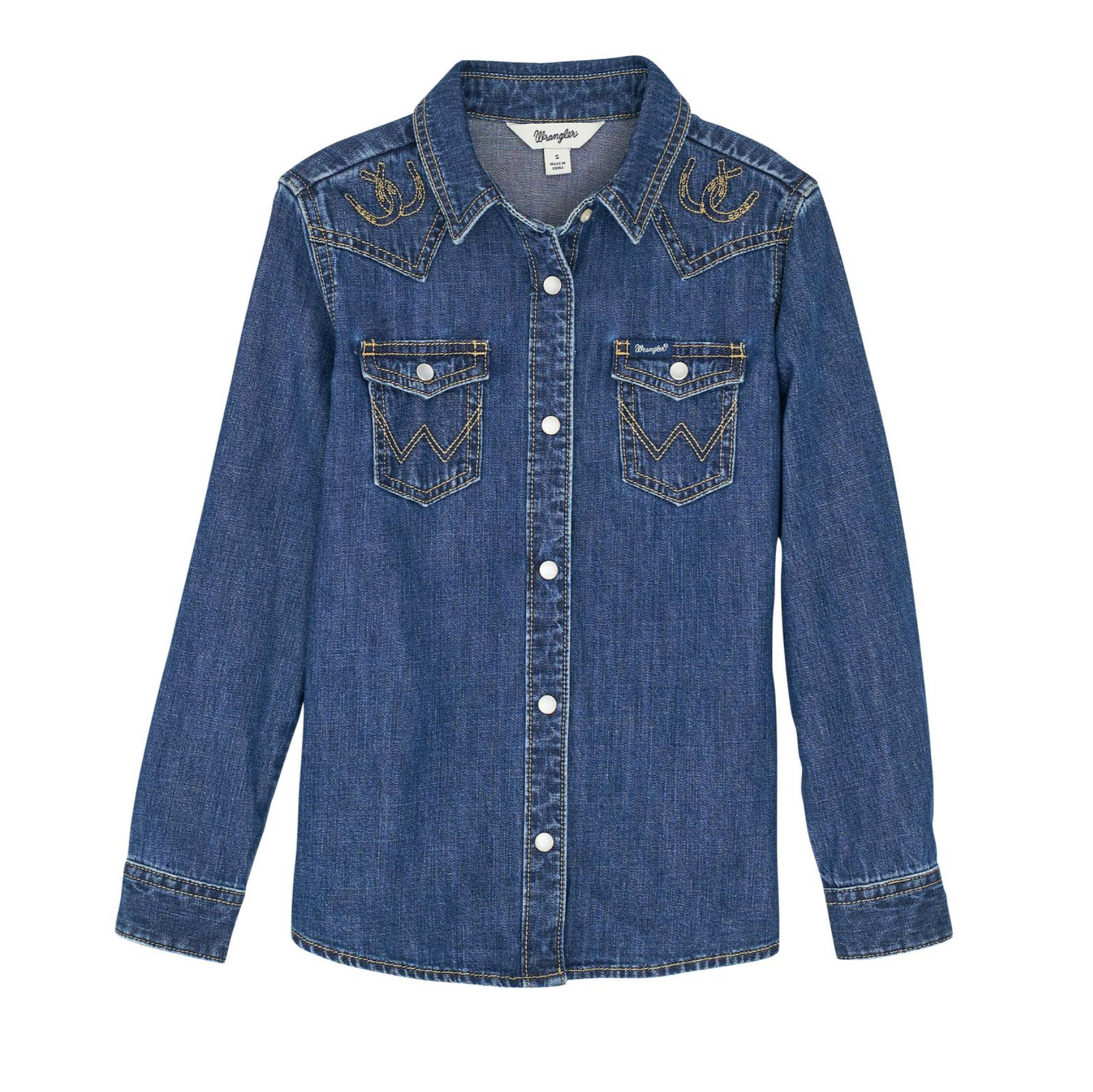 Wrangler Girls Western Denim Horseshoe Shirt