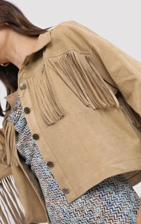 Groove Faux Suede Fringe Jacket
