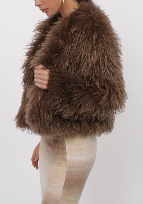 Deep Woods Cropped Vegan Fur Jacket