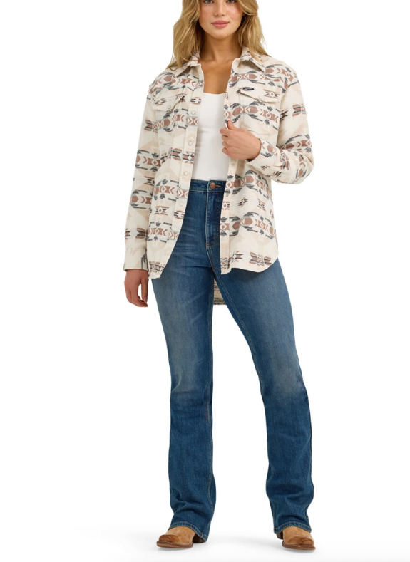 Wrangler Womens West Jaquard Snap Aztec Shirt