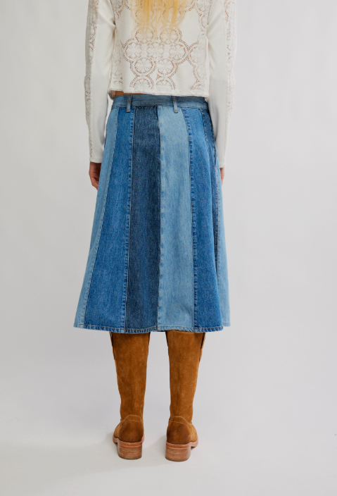 Free People Sunbeam Denim Midi Skirt