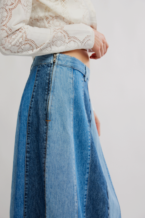 Free People Sunbeam Denim Midi Skirt