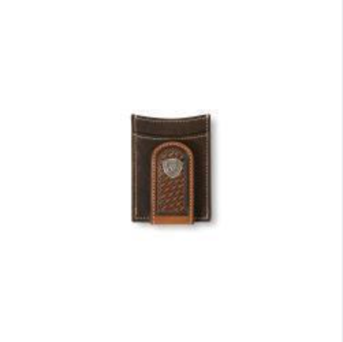 Ariat Magnetic Money Clip Basket Weave Sunburst Brown