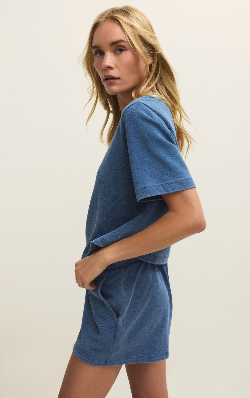 Z supply Curran Knit Denim Sweatshirt