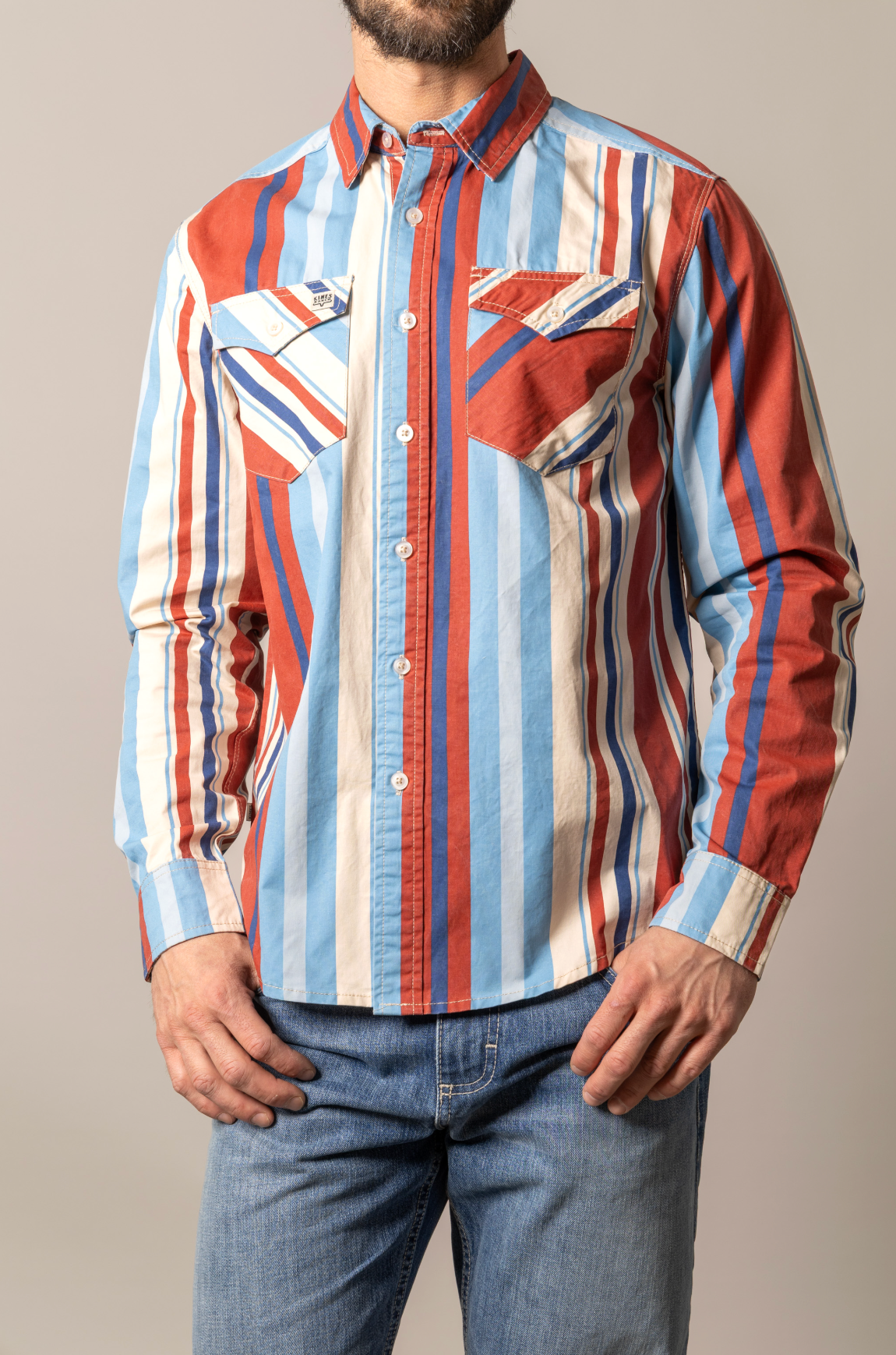 Kimes Ranch Mens Vintage Clancy Shirt striped rodeo long sleeve shirt button down Boltranchstore.com Free Shipping
