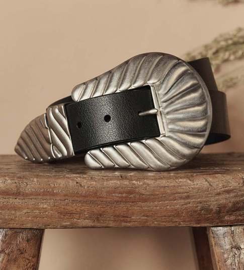 Stetson x The Great The Big Buckle Belt Black with Silver