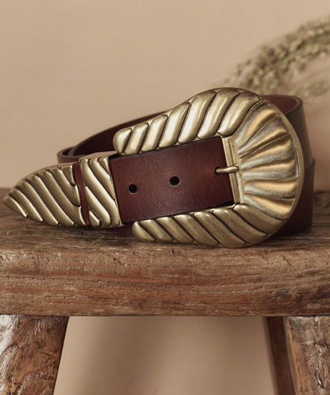 Stetson x The Great The Big Buckle Belt Cognac with Brass