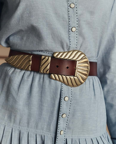 Stetson x The Great The Big Buckle Belt Cognac with Brass