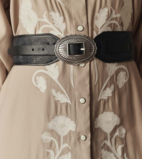 Stetson x The Great The Tooled Waist Belt Black with Silver