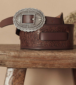 Stetson x The Great The Tooled Waist Belt Brown with Silver NEW  great collage free shipping at boltranchstore.com