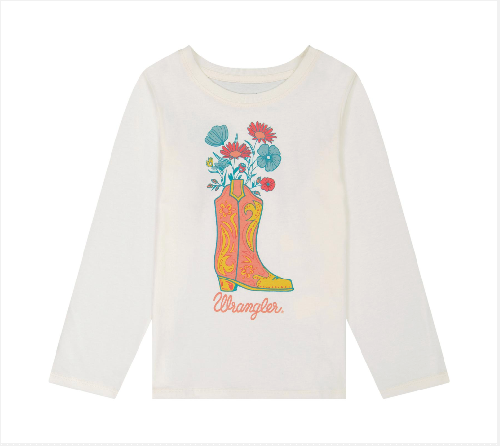 Wrangler Girls Flower Boot Shirt