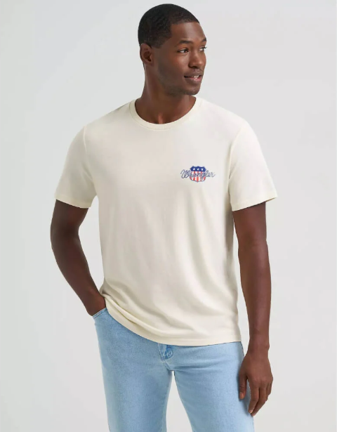 Wrangler Mens American Flag Pole Back Graphic T Shirt