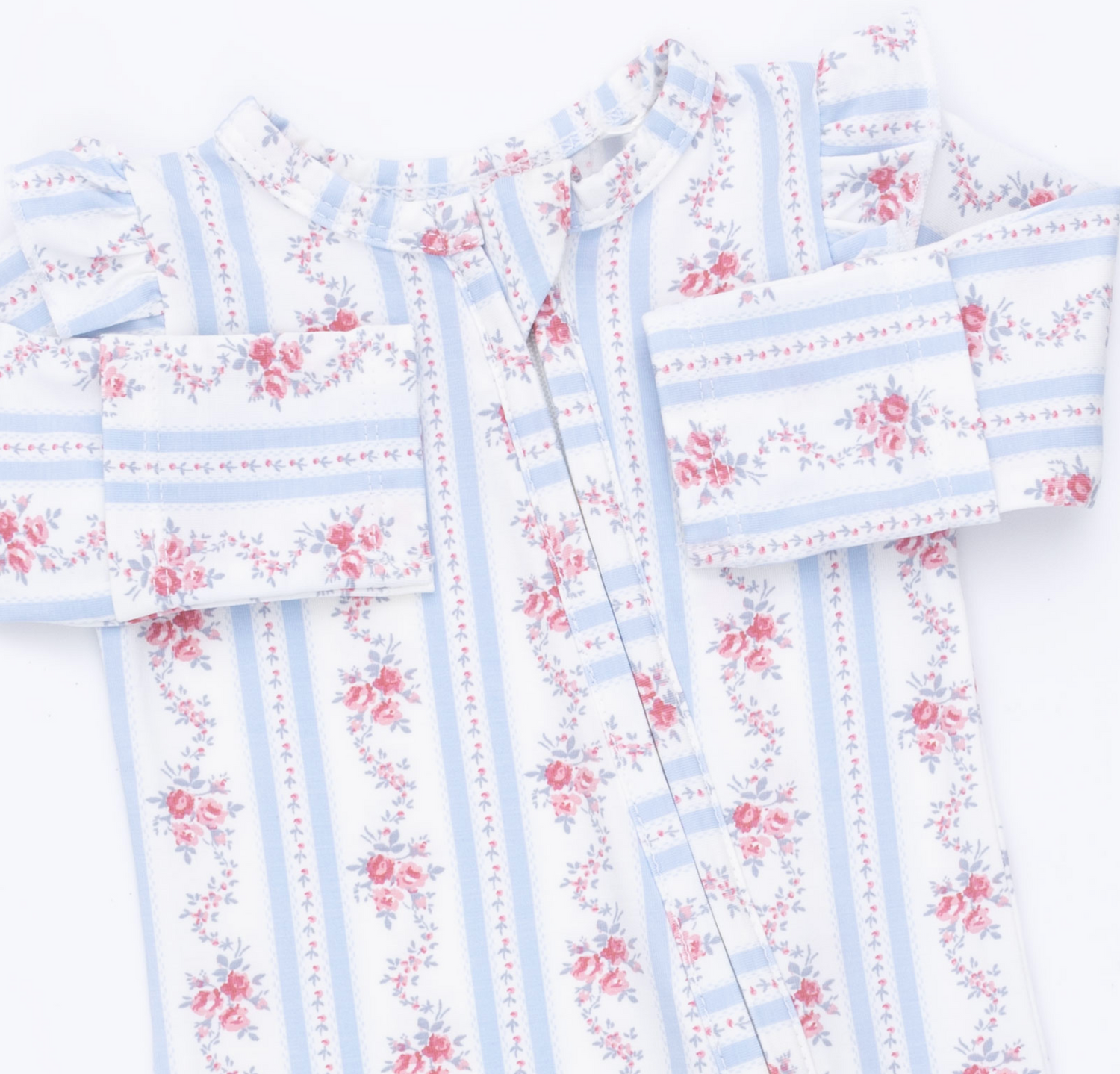 Anna Floral Stripe 2 Way Ruffle Sleeve Zipper