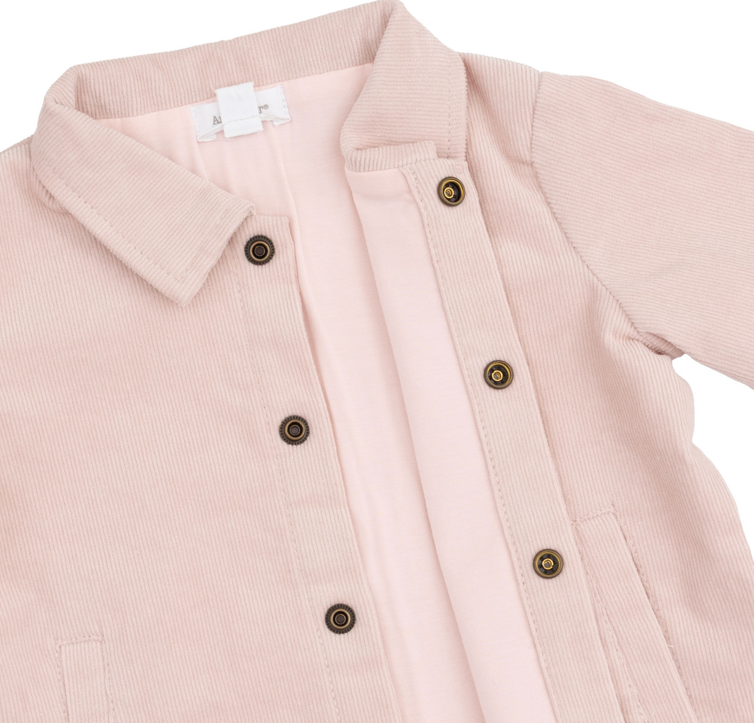 Solid Veiled Pink Cord Shacket