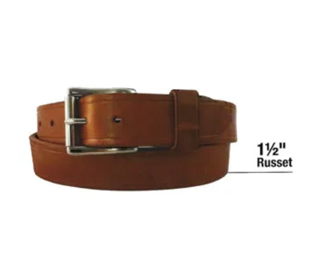 Becca Russet Heavy Work Belt Brown leather belt with silver buckle at boltranchstore.com