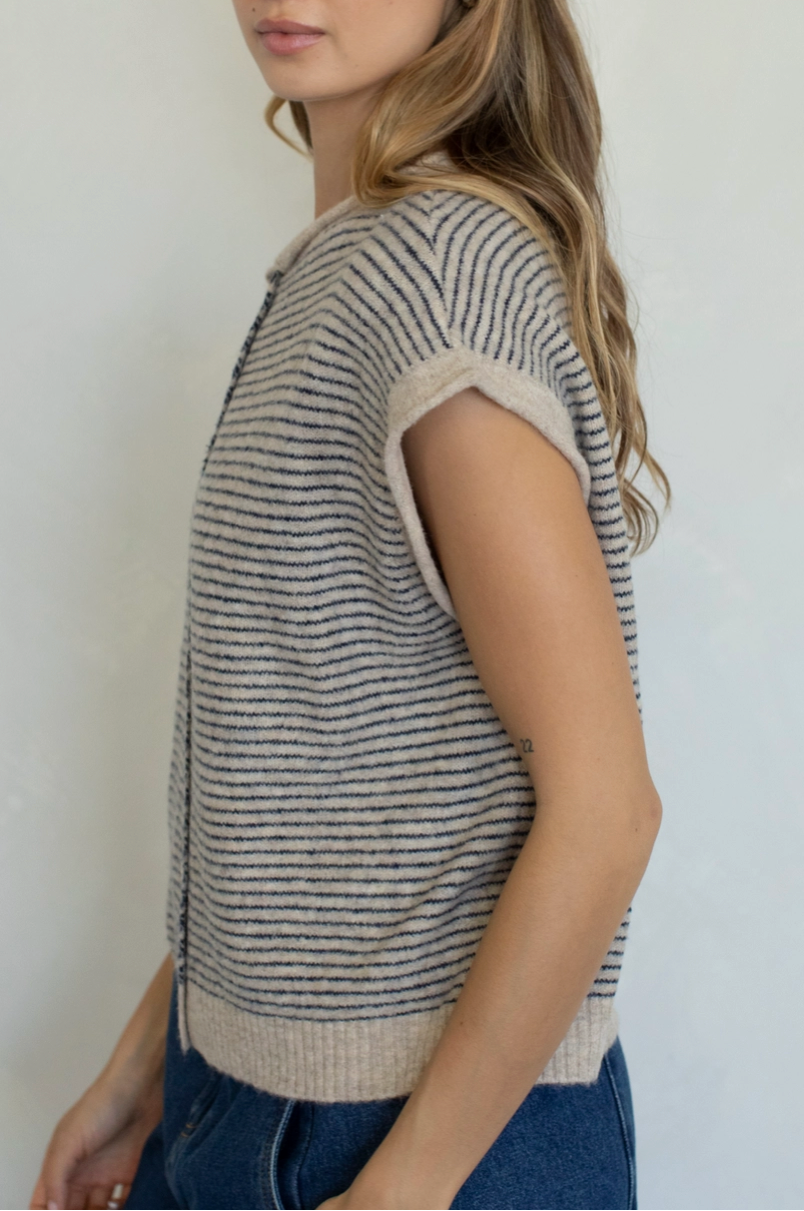 Striped Sweater Vest Cardigan