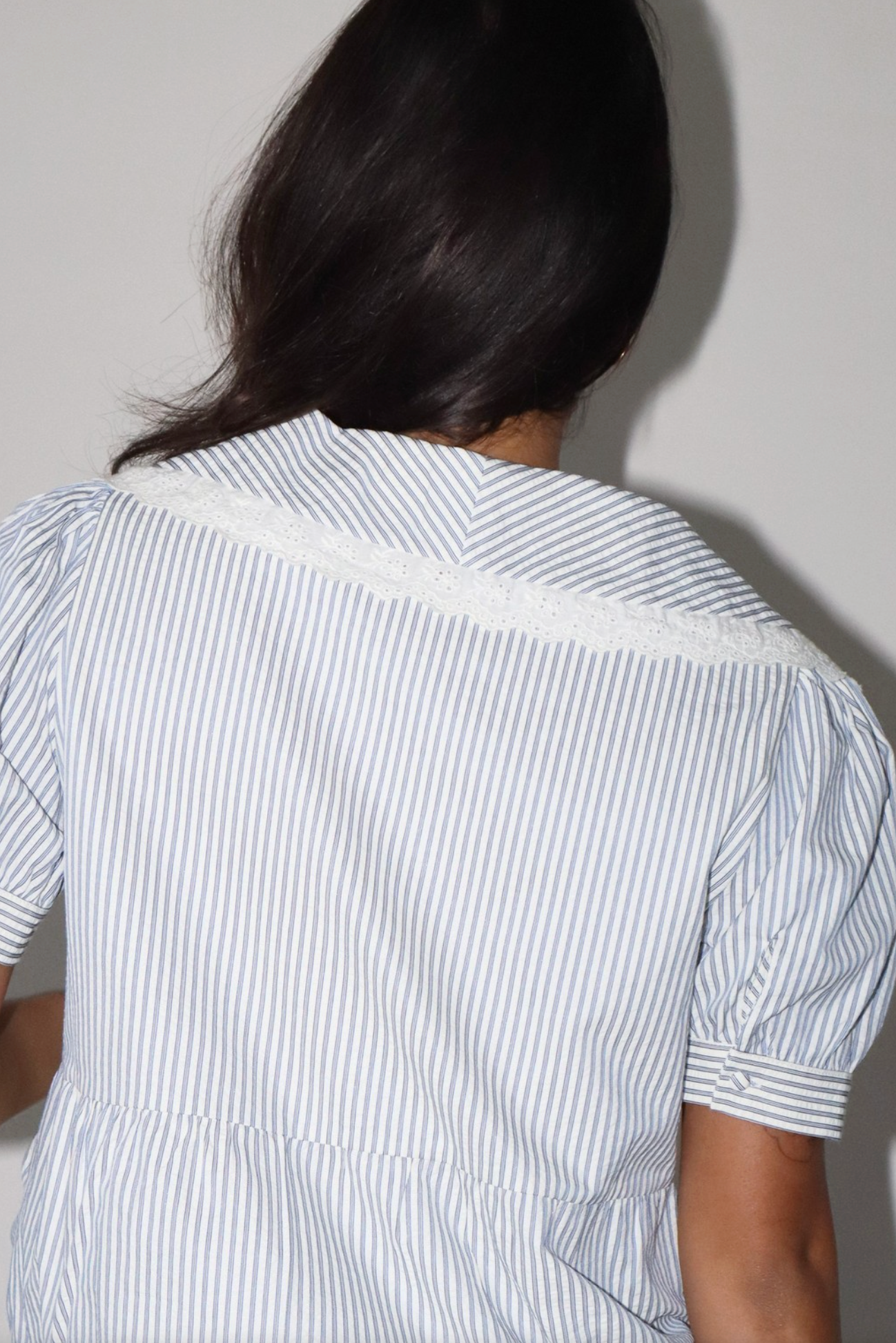 Emily Striped Lace Trim Blouse