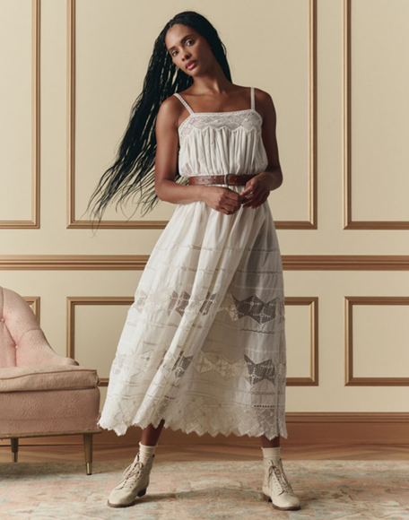 The Great Rosette Crochet Dress in Cream