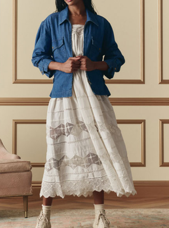 The Great Rosette Crochet Dress in Cream