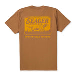 Brown t-shirt with Seager Mossy Oak logo on the back Seager x Mossy Oak Bird Dog Tee free shipping at boltranchstore.com