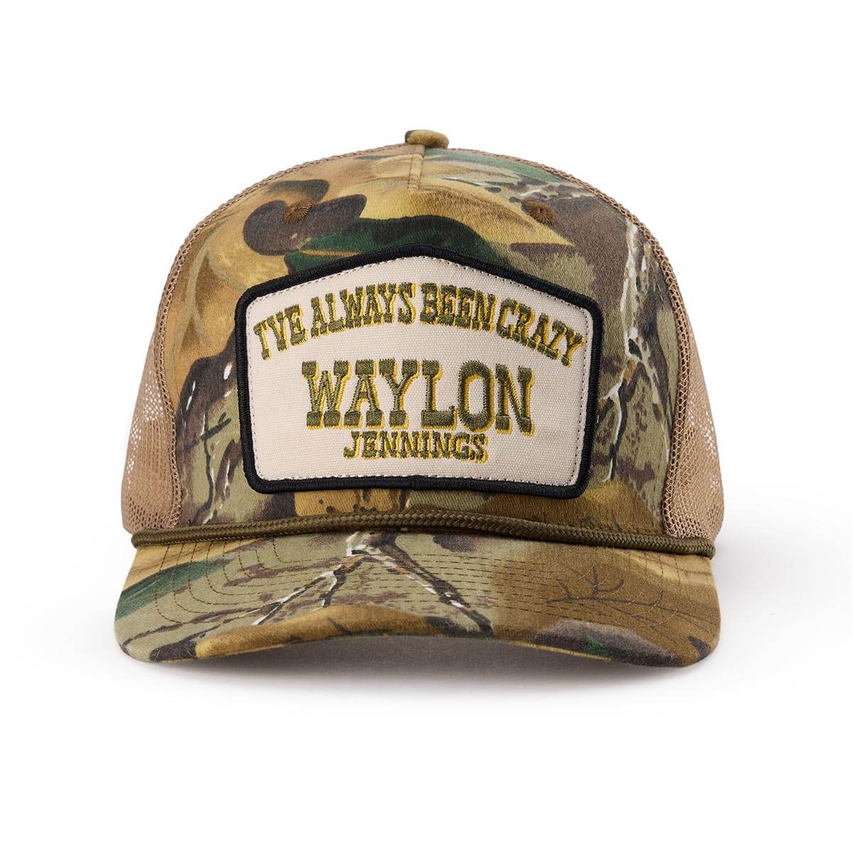 Mens western clothing rodeo Utah Seager x Waylon Jennings Always Been Crazy Trucker Camo SKU MHH26ALWYSCAMO Boltranchstore.com free shipping