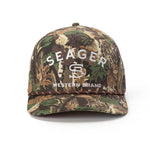 Seager Camo Branded Snapback Hat a high profile structured hat available at boltranchstore.com