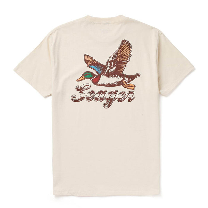 Seager Greenhead Tee in Vintage White with a duckhead and Seager brand on the back at boltranchstore.com