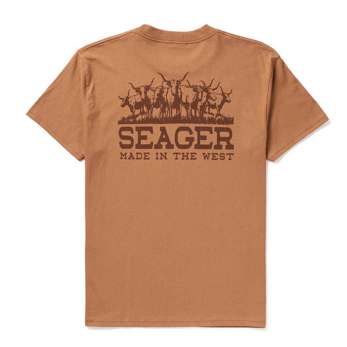 Seager Herd Tee with a graphic image of the cow herd seager logo and made in the west a perfect shirt for summer at boltranchstore.com