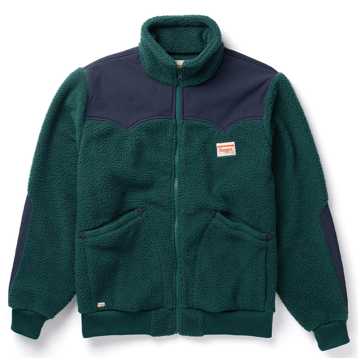 Seager Basecamp Sherpa Jacket Dark Blue Green dark blue green heavyweight sherpa mens jacket western clothing Utah SKU MOH26BASEDBLU