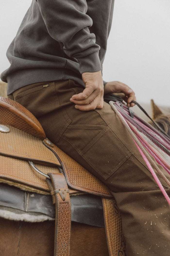 Seager Mens Bison Canvas Pant a relaxed fit pant in a tobacco ready for the saddle at boltranchstore.com