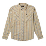 Seager Mens Sawtoof Shirt a snap shirt with two yoke  front snap down pockets, khaki plaid shirt with collar at boltranchstore.com