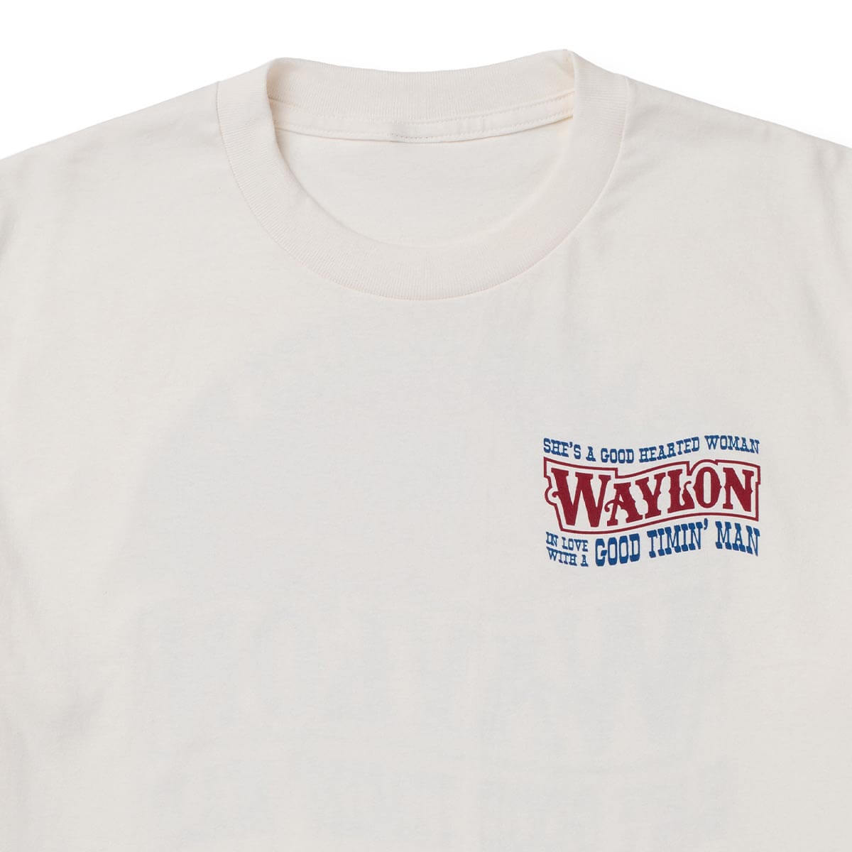 Rodeo mens western clothing western boutique Utah Seager x Waylon Jennings Good Hearted Woman Tee Vintage White SKU MTH26GOODHWVWH Boltranchstore.com free shipping