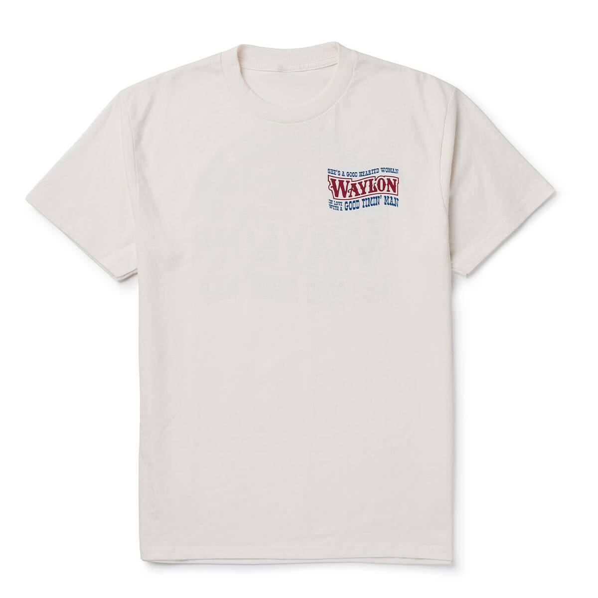 Mens western clothing rodeo Utah Seager x Waylon Jennings Good Hearted Woman Tee Vintage White SKU MTH26GOODHWVWH Boltranchstore.com free shipping