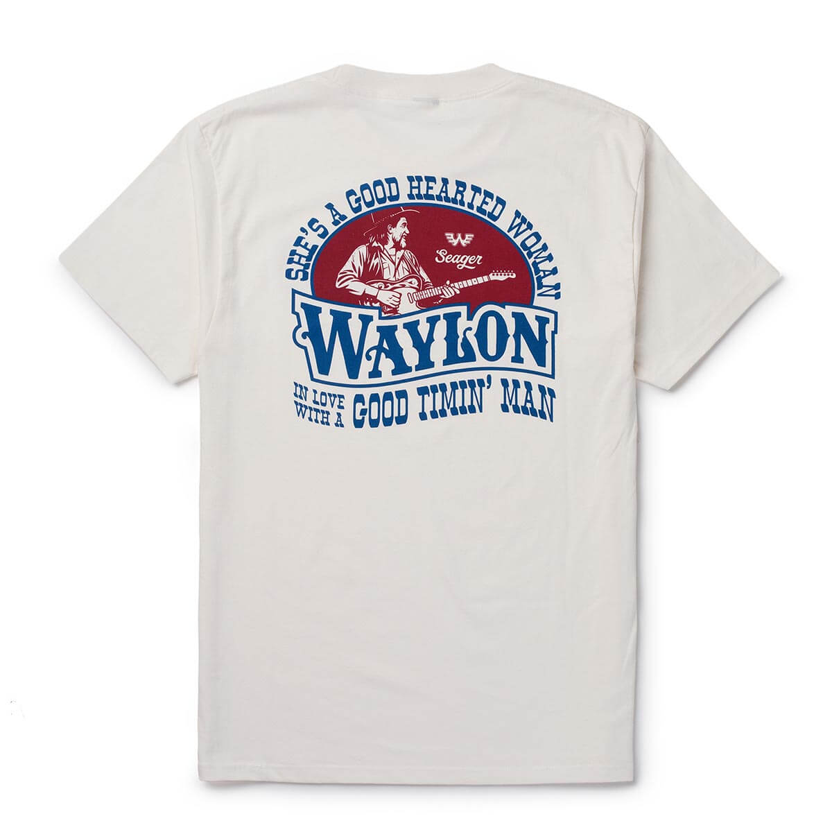 Western clothing mens western clothing Utah Seager x Waylon Jennings Good Hearted Woman Tee Vintage White SKU MTH26GOODHWVWH Boltranchstore.com free shipping
